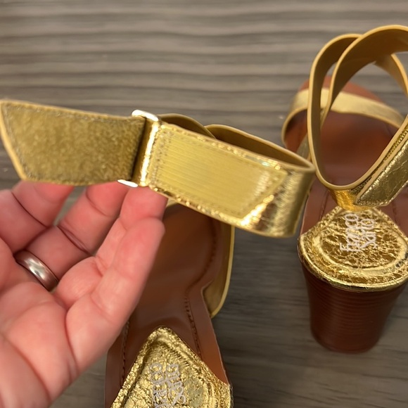 FRANCO SARTO GOLD STRAPPY CHUNKY HEELS 6 - Picture 12 of 16